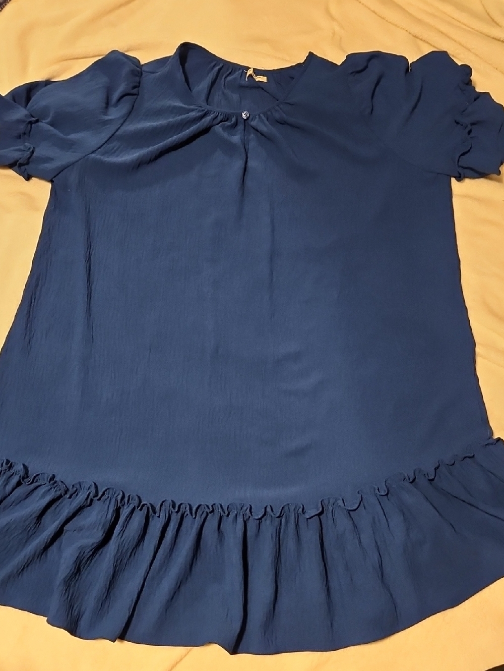 Max Studio Navy Ruffle-Hem Midi Dress